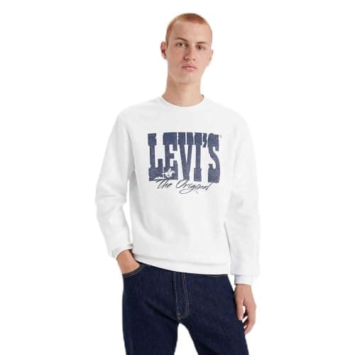Image of Levi's Men's Standard Graphic Crew Sweatshirt, Western Htg Logo White+, S