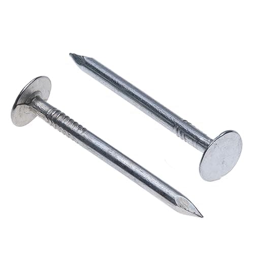 Image of Clout Nails 40mm (Pack of 100) Extra Large Head Galvanized Shed Roofing Felt Tacks for DIY and Crafts Home Decor Woodwork Furniture and Construction Outdoor Wood Fence Roof Tiles (40mm x 2.8mm)