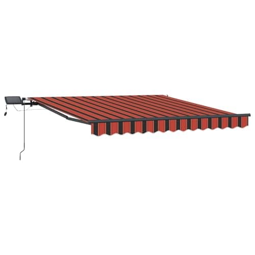 Image of vidaXL Retractable Awning Manual Orange and brown 300 x 250 cm Fabric, Modern Rectangular Retractable Awning, Outdoor Shade Solution for Garden and Terrace, Flexible Sun Protection Shelter