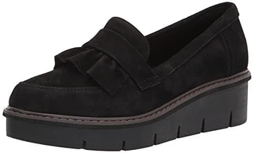 Image of Clarks Women's Airabell Slip Loafer, Black Suede, 7 UK
