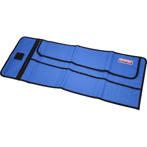 Image of Faithfull FAITR15 15 Pocket Tool Roll Includes Zip Up Compartment, Blue