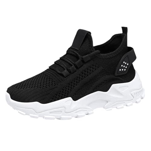 Image of Hotter Shoes for Women Women's Trainers Wide Fit Wedge Athletic Sneakers Casual Fashion Non Slip Athletic Shoes Lightweight Low Top Orthopedic Trainer Mesh Arch Support Footwear Black 6