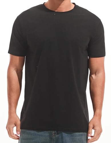 Image of RONOMO Men's Solid Color Comfortable T-Shirt(JS Black L)
