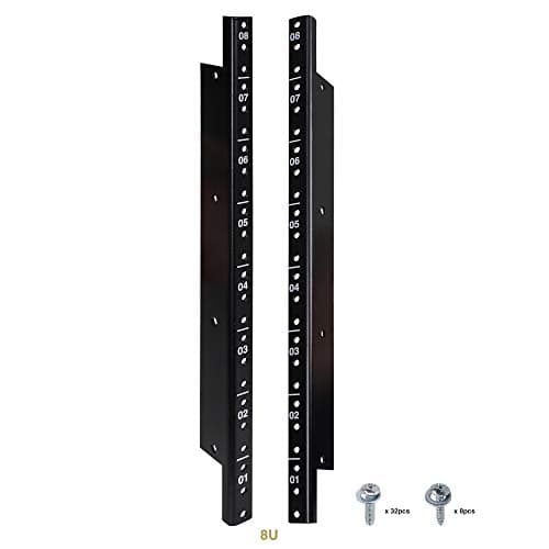 Image of Sound Town 2-pack 8U Steel Rack Rails, with Black Powder Coated Finish and Screws (ST-RR-08U)
