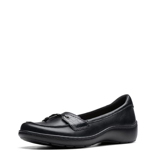 Image of Clarks Cora Haley Women's Loafer, Black Leather, 7.5 UK