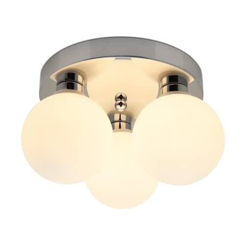 Image of Modern Chrome 3 Way Ceiling Light Round Frosted Globe Lamp Shades H3006 with G9 5w Warm White