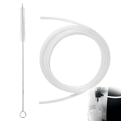 Image of 78.7 Inch Milk Tubes Hoses with Hose Brush, 1 Pack Silicone Milk Tube Hoses Replacement Pipe Compatible with Jura Coffee Machines Frothing Nozzles, ID: 3 mm, OD: 6 mm, White