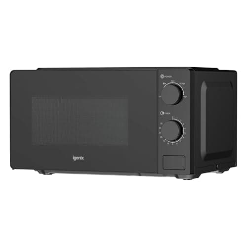 Image of Igenix 20L 700W Black Manual Microwave, 5 Power Levels, Defrost Setting, 35-Min Timer, Push Button Door, 245mm Turntable, IGMS02071B