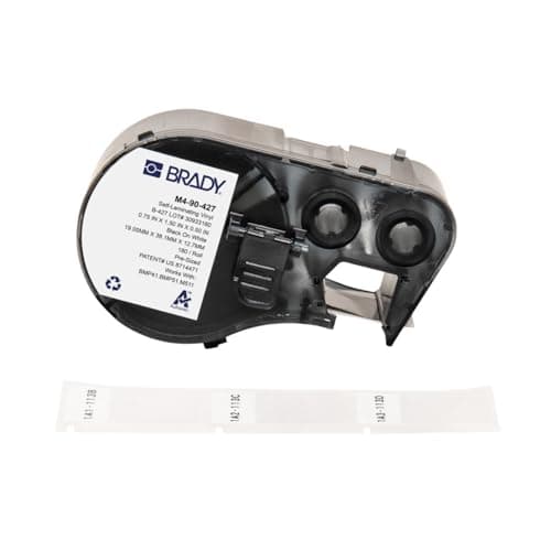 Image of Brady Self-Laminating Vinyl Labels for Label Printer M410, M510 & M511 - Self Adhesive Vinyl Printer Labels - Cable Management - Black on White (19.05 mm x 12.70 mm) - M4-90-427