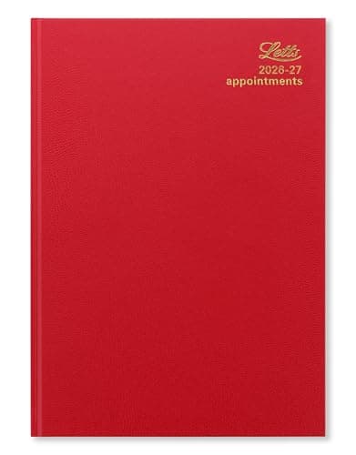 Image of Letts of London Standard A4 academic 2026/2027 day to a page with appointments diary - Red 27-TA1ZRD