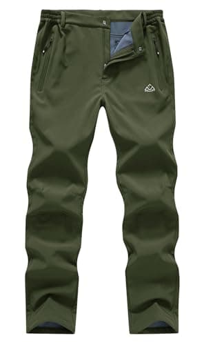 Image of YSENTO Mens Waterproof Walking Fleece Lined Trousers Winter Thermal Ski Hiking Outdoor Overtrouser(Green,40)