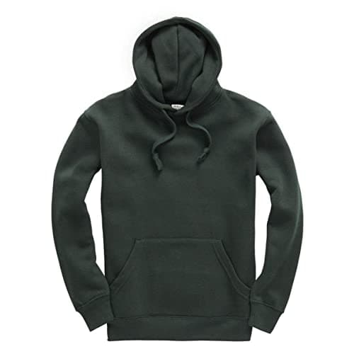Image of Mellor Design Plain Pullover Hoodie Hooded Top Unisex Mens Ladies Hooded Sweatshirts Bottle Green, M