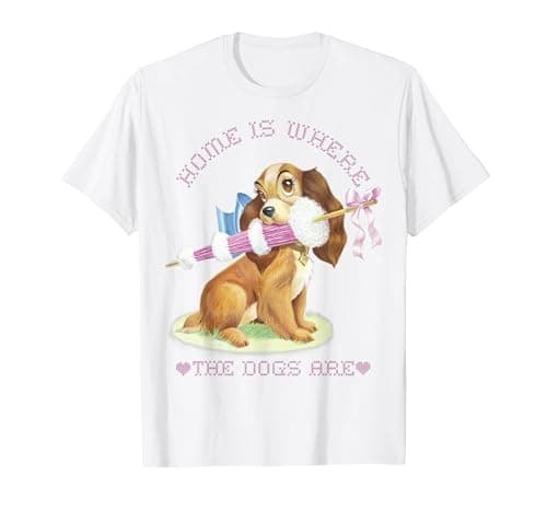Image of Disney Lady And The Tramp Lady Home Is Where The Dogs Are T-Shirt, Men, White, 5X-Large