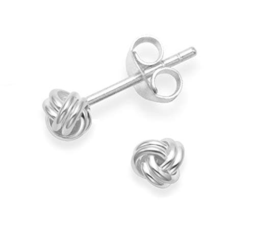 Image of Sterling Silver Wool knot Earrings - TINY wool Knot Stud Earrings Silver - SIZE: 3mm 5196. MUCH SMALLER THAN SHOWN! Gift Boxed 5196