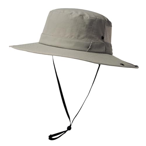 Image of TOP-EX UPF 50 Summer Men's Sun Hat with Wide Brim Bucket Hat - Sun Protection Waterproof Safari Hats for Hiking Fishing Walking Travel, Breathable Foldable Outdoor Hats for Big Heads, Grey L/XL