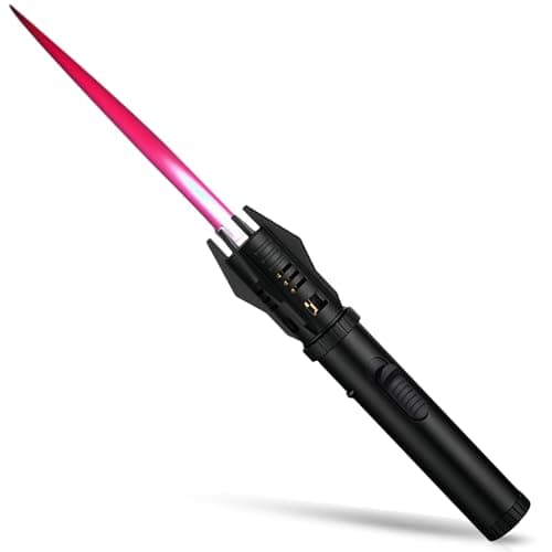 Image of PRITOK Metal Large Fire Windproof Blue Flame Lighter: Lightsaber Torch Flame Lighter, Refillable Butane Torch Lighte, Lightsaber for Kitchen Cooking Outdoor Camping(Black)