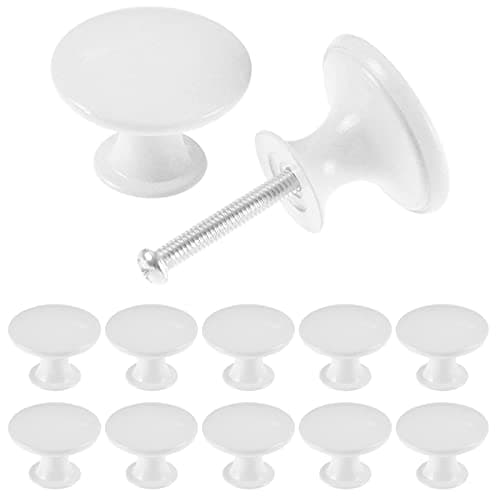 Image of TsunNee 12PCS Vintage Cabinet Knobs, Chic Drawer Knobs, Antique Kitchen Cupboard Handles, 30mm Round Furniture Door Knobs, White