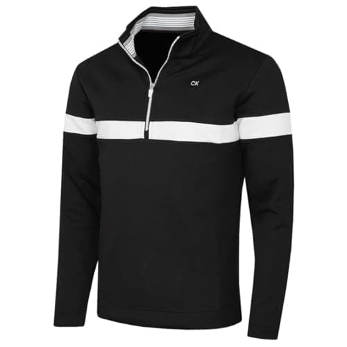Image of Calvin Klein Mens Scale Performance 1/2 Zip Sweater - Black - M