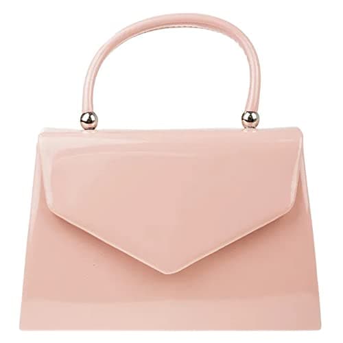 Image of fi9® BNWT Retro Tote Patent Leather Bridal Wedding Evening Handbag Party Purse Clutch Shoulder Hand Bag (Pinky Nude)
