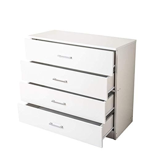 Image of Home Treats White Chest of Drawers Bedroom Furniture I 4 Drawer Chest of Drawers I Anti Bowing Drawer Support I Clothes Organiser for Any Room I Easy to Assemble