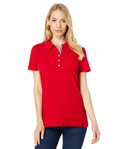 Image of Tommy Hilfiger Women's Classic Short Sleeve Polo (Standard and Plus Size), Scarlet, X-Large