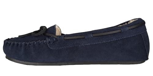 Image of Clarks Women's, Suede Moccasin Slipper, Navy Suede, 3.5 UK