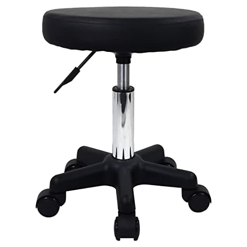 Image of FURWOO Round Rolling Stool with Wheels Height Adjustable Spa Stool for Salon Massage Home Kitchen Black