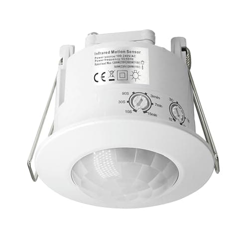 Image of SENSKY Indoor 360° PIR Motion Sensor - Recessed Ceiling Flush Mounted Motion Detector,Infrared Motion Sensor for Light Switch, Programmable Settings, Ideal for LED Lights in Home, Office & Hallway