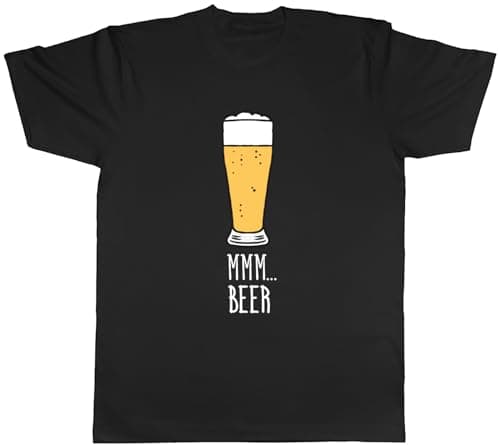 Image of Shopagift Funny Mmm Beer Mens T-Shirt Pint Drinking Ale Tee Black
