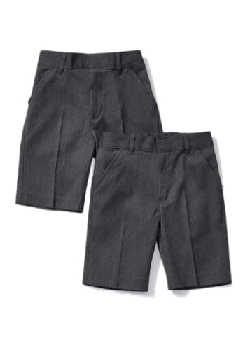 Image of Listers Schoolwear Boys Twin-Pack School Shorts - Pull Up Elasticated Waist - Grey - Ages 2-18y Pull On