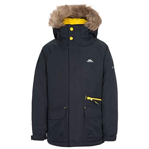 Image of Trespass Boys Padded Waterproof Jacket Detachable Hood Parka Style Raincoat Windproof Hooded School Coat Upbeat