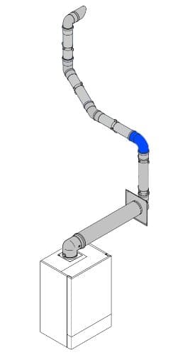 Image of Baxi 720648701 Black Multifit Plume Displacement Kit Bend 93 Degree