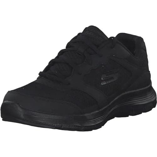 Image of Skechers Men's Flex Advantage 4.0 Sneaker, Black Leather Mesh Pu Black Trim, 12 UK