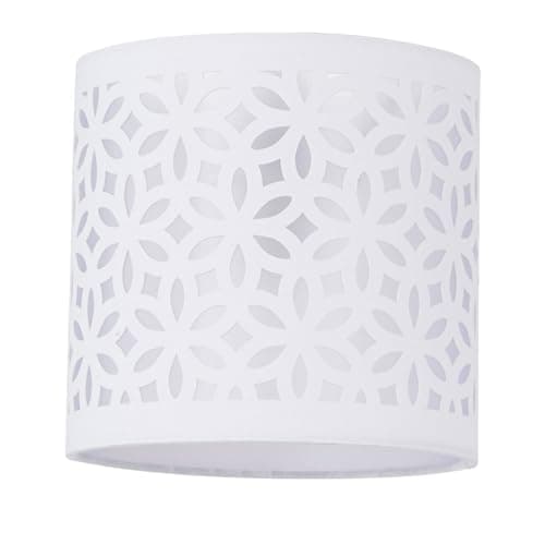 Image of White Table Lamp Shade, Lampshade for Table Lamp or Bedside Light, Modern Cut Out Design, Diameter 15cm