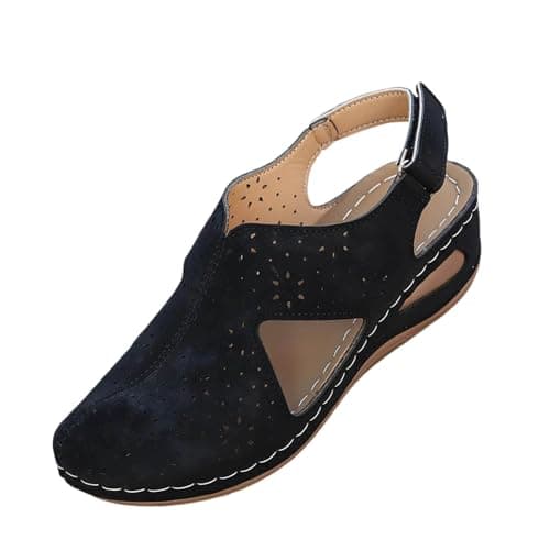 Image of KUIH Closed Sandals for Women Wide Fit Slingback Wedge Orthopedic Sandals Arch Support Plantar Fasciitis Shoes Casual Walking Shoes Lightweight Comfortable for Indoor Outdoor