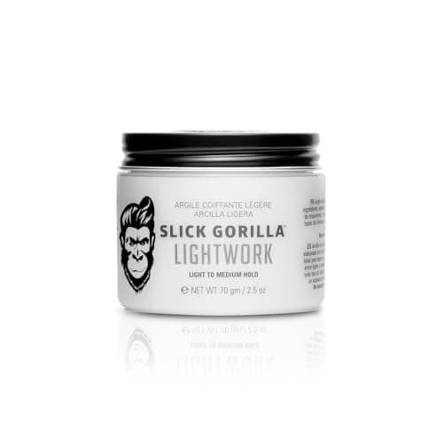 Image of Slick Gorilla Lightwork Matte Hair Clay for Men 2.5 oz | Matte Finish | Flexible Hold | Lightweight Styling Clay | Water-Based | Natural Texture | Non-Greasy Grooming Clay for Everyday Use