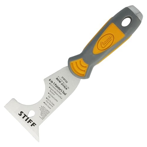 Image of Clauss 6-in-1 Putty Knife in Professional Quality | Titanium Bonded Stainless Steel Blade with Non-Stick Coating | Non-Slip, Ergonomic Handle | Ideal for Scraping | 18732