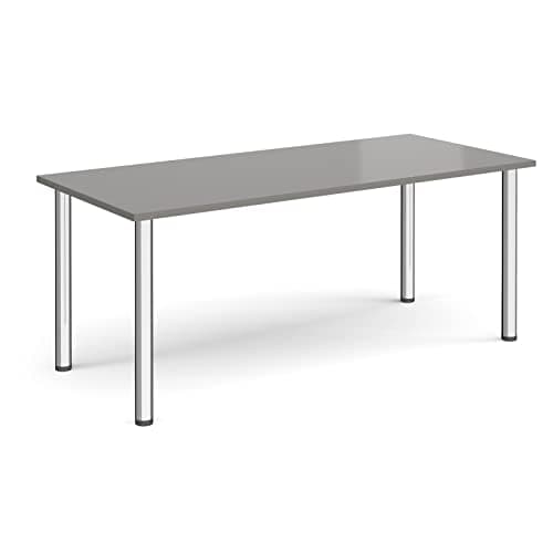 Image of Mr Office Rectangular radial leg meeting table - chrome legs, Onyx Grey, 1800