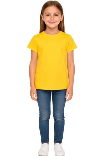 Image of A2Z 4 Kids Girls T Shirts Cotton Plain Tie Dye Short Sleeves T Shirts Top Soft Feel Trendy - Girls T Shirt Yellow 11-12