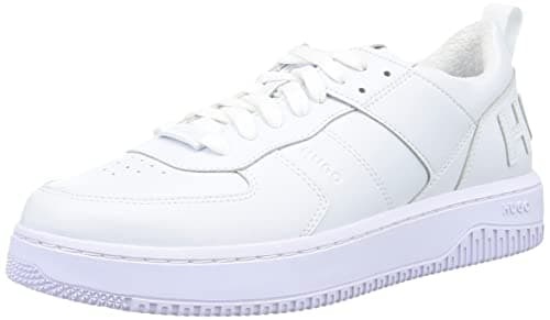 Image of HUGO Mens Kilian Tenn Mixed-Material Trainers with Raised Logo Size 11