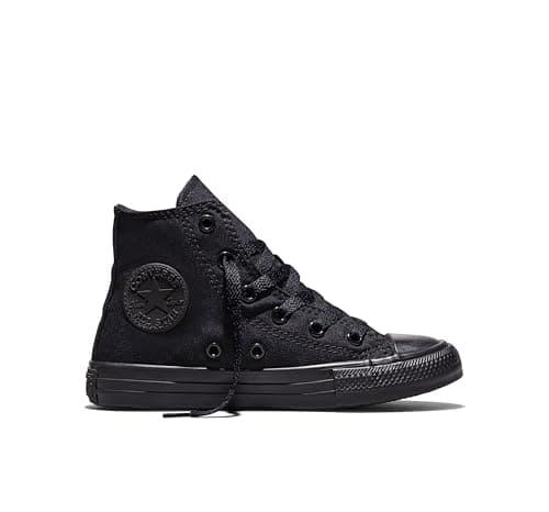 Image of Converse Unisex Kids Youths Chuck Taylor All Star Hi Top Sneakers, Black Black White, 2.5 UK