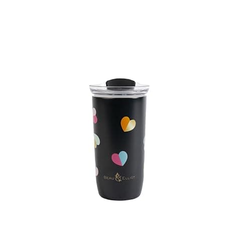 Image of BEAU & ELLIOT Emily Insulated Travel Mug 350ml Stainless Steel Vacuum Double-Wall with Hearts Design