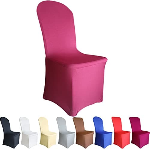 Image of Time to Sparkle 2 Pack Chair Covers Spandex Lycra Stretch Slipcovers Dining Chair Cover Wedding Banquet Party Flat Front (Burgundy)