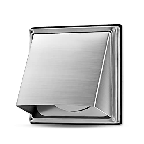 Image of WeCooper Cowled External Air Vent Covers 100mm,4 inch 304 Stainless Steel Grille with Backdraft Shutter,Walls Extractor Fan Vent Weatherproof