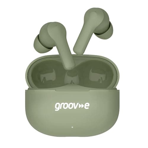 Image of groov e Jive Buds True Wireless Earphones with Charging Case - Green - True Wireless Stereo, 15 Hours of Playback, Touch Control, Voice Assistant Support, Enjoy Music Anywhere