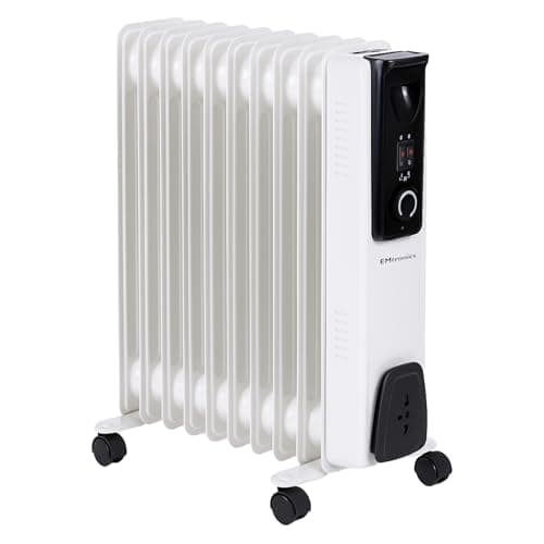 Image of EMtronics EMOFR11WH 2500W/2.5KW 11 Fin Portable Electric Oil Filled Heater Radiator with Adjustable Thermostat and 3 Heat Settings for 20 sqm Room - White