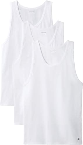 Image of Calvin Klein Men’s 3 Pack Round Neck Tank Tops, White (White, White, White), M