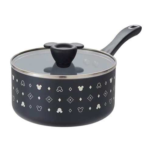 Image of Prestige Disney Monochrome Mickey Mouse Non Stick Saucepan with Lid 20cm, Ceramic Induction Saucepan, PFAS & PFOA Free, Non Toxic Cookware, Black & White