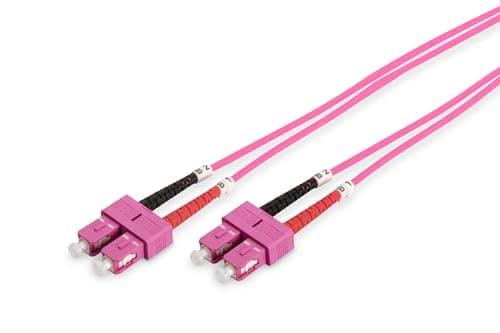 Image of DIGITUS DK-2522-02-4 – Fibre Optic Cable OM4 – 2 m – SC to SC – Duplex Fibre Optic Cable – 1/10/40/100 Gbit/s – MM Multimode Fibre Optic LAN Cable – Fibre Type: 50/125 µ – Purple (Violet)