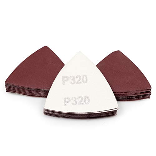 Image of SPEEDWOX 30 Pcs Hook and Loop Triangle Sandpaper 320 Grit 80mm 3-1/8 Inches for Oscillating Multi Tool Detail Sander Sanding Discs Triangle Sanding Pads